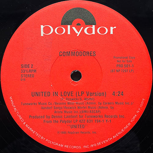 COMMODORES // UNITED IN LOVE (7" VERSION) (3:56) / (LP VERSION) (4:24)