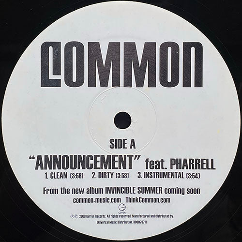 COMMON // ANNOUNCEMENT (3VER) / UNIVERSAL MIND CONTROL (3VER)