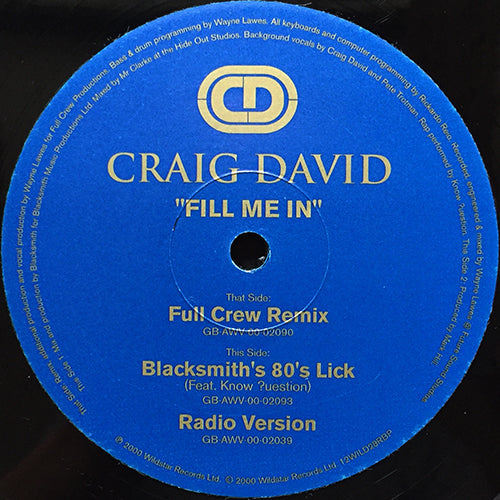 CRAIG DAVID // FILL ME IN (3VER)