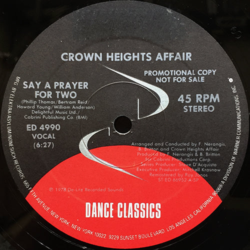CROWN HEIGHTS AFFAIR / FRONT LINE ORCHESTRA // SAY A PRAYER FOR TWO (6:27) / DON'T TURN YOUR BACK ON ME (6:10)