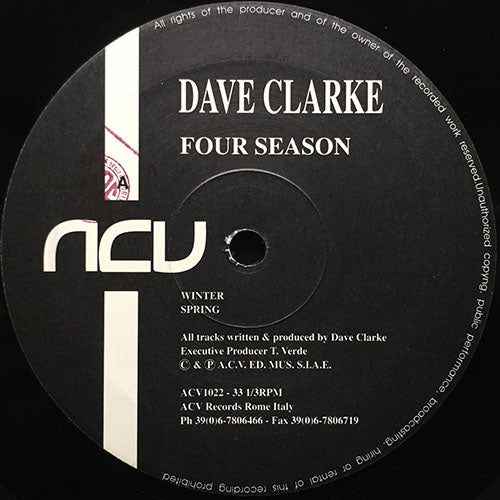 DAVE CLARKE // FOUR SEASONS (EP) inc. WINTER / SPRING / SUMMER / AUTUMN