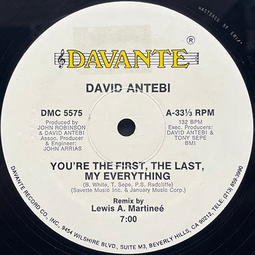 DAVID ANTEBI // YOU'RE THE FIRST, THE LAST, MY EVERYTHING (7:00) / (RADIO REMIX) (3:59) / (INSTRUMENTAL DUB REMIX) (10:30)