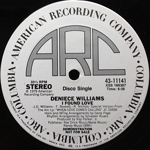 DENIECE WILLIAMS // I FOUND LOVE (6:36) / ARE YOU THINKING (4:16)