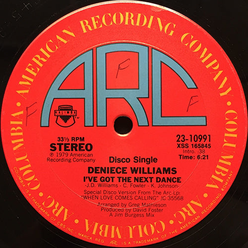 DENIECE WILLIAMS // I'VE GOT THE NEXT DANCE (6:21) / WHEN LOVE COMES CALLING (3:27)