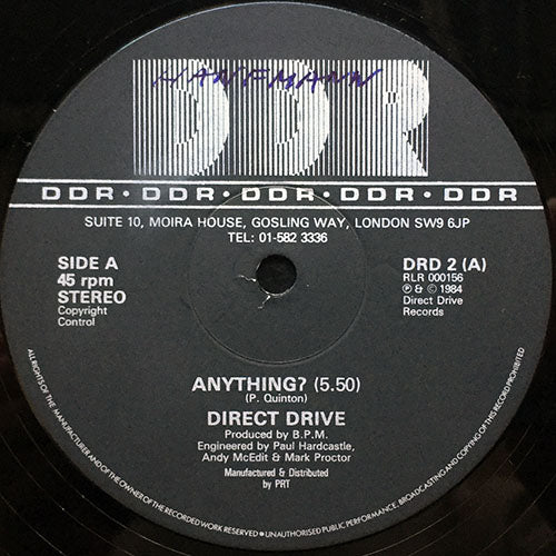 DIRECT DRIVE // ANYTHING (EXTENDED VERSION) (5:50) / I WON'T BE BACK TONIGHT (5:00) / SINGAPORE SLING (3:40)