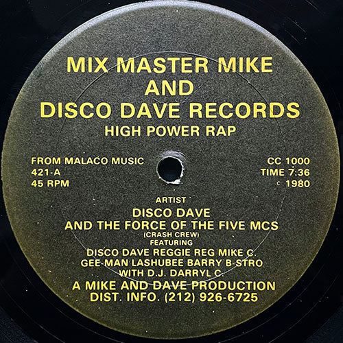 DISCO DAVE AND THE FORCE OF THE FIVE MCS // HIGH POWER RAP (7:36)