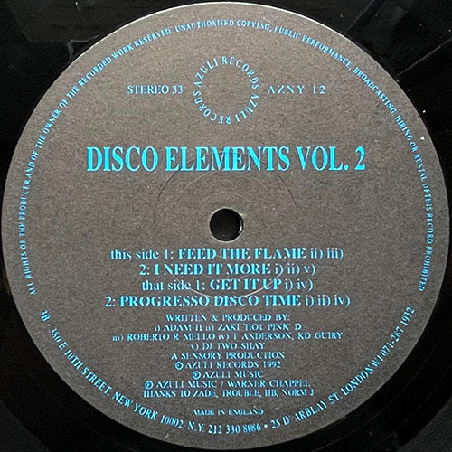 DISCO ELEMENTS // VOLUME 2 (EP) inc. FEED THE FLAME / I NEED IT MORE / GET IT UP / PROGRESSO DISCO TIME