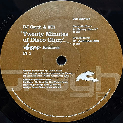 DJ GARTH & ETI // TWENTY MINUTES OF DISCO GLORY (HARVEY REMIX) / (ACID ROCK MIX)