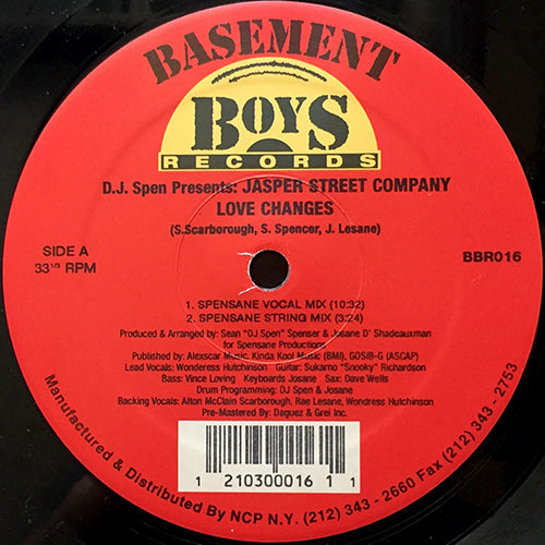 DJ SPEN presents JASPER STREET COMPANY // LOVE CHANGES (4VER) / SOLID GROUND (TOMMY MUSTO REMIX)
