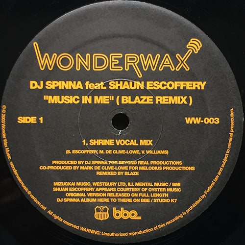 DJ SPINNA feat. SHAUN ESCOFFERY // MUSIC IN ME (BLAZE REMIX) (VOCAL/DUB)