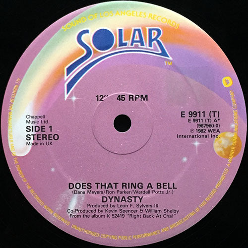 DYNASTY // DOES THAT A RING A BELL / GIVE YOUR LOVE TO ME / LOVE IN THE FAST LANE