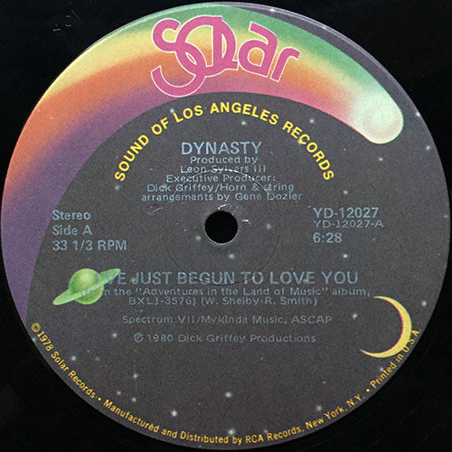 DYNASTY // I'VE JUST BEGUN TO LOVE YOU (6:28) / WHEN YOU FEEL LIKE GIVING LOVE (DIAL MY NUMBER) (4:36)