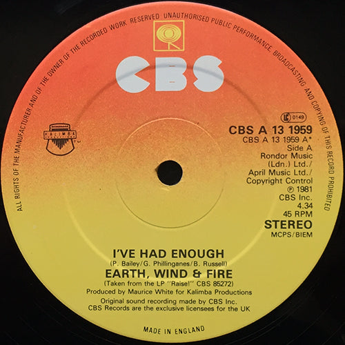 EARTH, WIND & FIRE // I'VE HAD ENOUGH (4:34) / KALIMBA TREE (3:57) / LET'S GROOVE (6:43)