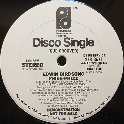 EDWIN BIRDSONG // PHISS-PHIZZ (8:38) / GOLDMINE (10:43)