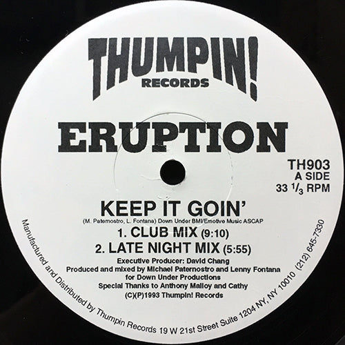 ERUPTION // KEEP IT GOIN' (2VER) / FEEL IT (2VER)
