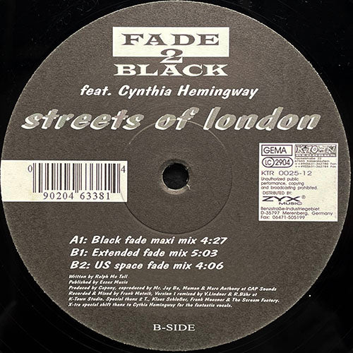 FADE 2 BLACK feat. CYNTHIA HEMINGWAY // STREETS OF LONDON (3VER)
