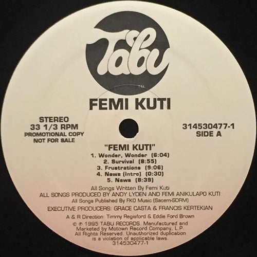 FEMI KUTI // FEMI KUTI (LP) inc. WONDER, WONDER / SURVIVAL / FRUSTRATIONS / NAWA / PLENTY NONSENSE / STUBBORN PROBLEMS / NO SHAME / LIVE FOR TODAY / CHANGES