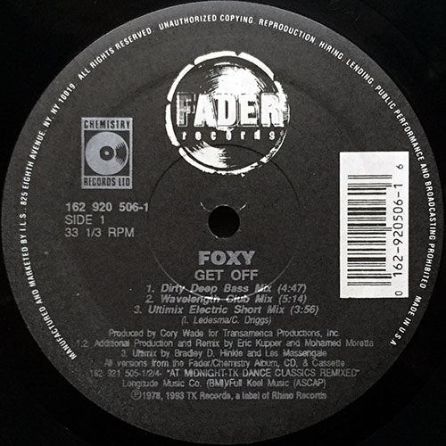 PETER BROWN / FOXY // DANCE WITH ME (1993 REMIX) (3VER) / GET OFF (1993 REMIX) (3VER)