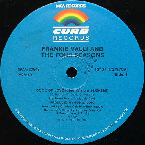 FRANKIE VALLI and THE FOUR SEASONS // BOOK OF LOVE (CLUB VERSION) (6:00) / (EDITED CLUB VERSION) (3:44)