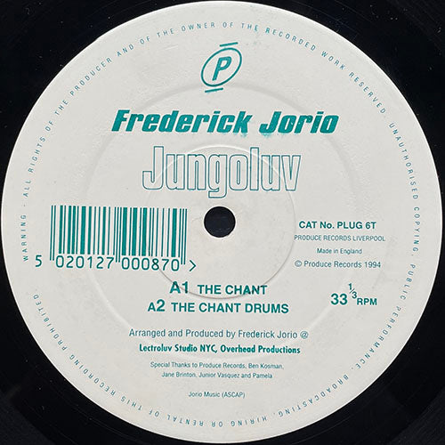 FREDERICK JORIO - JUNGOLUV // THE CHANT / THE CHANT DRUMS / DONT YOU KNOW (3VER)