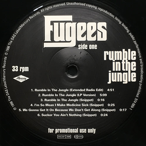 FUGEES feat. A TRIBE CALLED QUEST, BUSTA RHYMES & FORTE // RUMBLE IN THE JUNGLE (6VER) / I'M SO MEAN I MAKE MEDICINE SICK / WE GONNA GET IT ON BECAUSE WE DON'T GET ALONG / SUCKER YOU AIN'T NOTHING