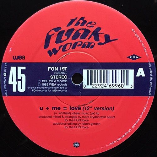 FUNKY WORM // YOU + ME = LOVE (12" VERSION) / (TEN CITY REMIX) / (INSTRUMENTAL)