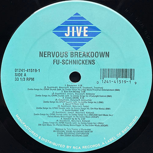 FU-SCHNICKENS // NERVOUS BREAKDOWN (LP) inc. SUM DUM MONKEY / VISIONS (20/20) / WATCH YA BACK / AAAHH OOOHHH! / SNEAKIN' UP ON YA / GET IT COVERED / WHO STOLE THE PEBBLE / HI LO / WHAT'S UP DOC (CAN WE ROCK) (REMIX)