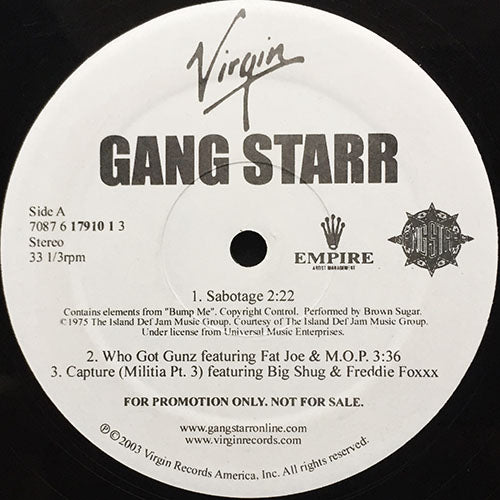 GANG STARR // THE OWNERZ (EP) inc. SABOTAGE / WHO GOT GUNZ / CAPTURE (MILITIA PT.3) / DEADLY HABITZ / SAME TEAM, NO GAMES