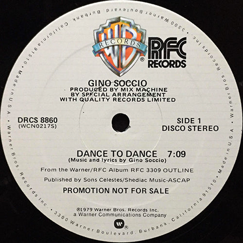 GINO SOCCIO // DANCE TO DANCE (7:09) / THE VISITORS (6:45)