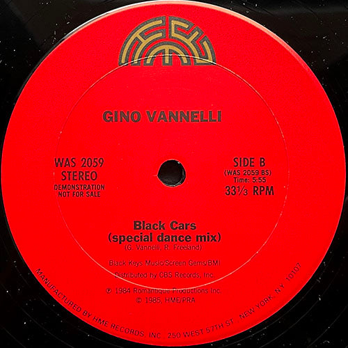 GINO VANNELLI // BLACK CARS (ALBUM VERSION) (3:07) / (SPECIAL DANCE MIX) (5:55)