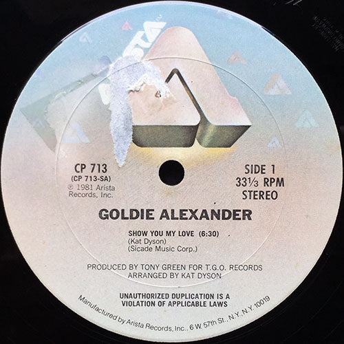 GOLDIE ALEXANDER // SHOW YOU MY LOVE (6:30) / GO BACK (4:30)