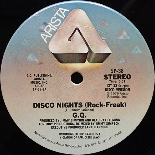 G.Q. // DISCO NIGHTS (ROCK-FREAK) (5:51) / BOOGIE OOGIE OOGIE (5:15)