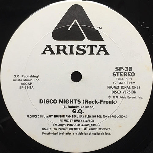 G.Q. // DISCO NIGHTS (ROCK-FREAK) (5:51) / BOOGIE OOGIE OOGIE (5:15)