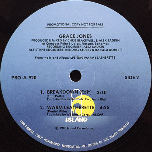 GRACE JONES // BREAKDOWN (5:30/3:10) / WARM LEATHERETTE (4:25)