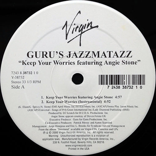 GURU'S JAZZMATAZZ feat. ROOTS / ANGIE STONE // LIFT YOUR FIST (2VER) / KEEP YOUR WORRIES (3VER)