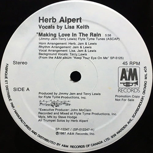 HERB ALPERT // MAKING LOVE IN THE RAIN (5:56) / DIAMONDS (COOL SUMMER MIX) (6:16) / KEEP YOUR EYE ON ME (5:53)