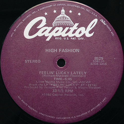 HIGH FASHION // FEELIN' LUCKY LATELY (5:45) / BRAINY CHILDREN (3:32)