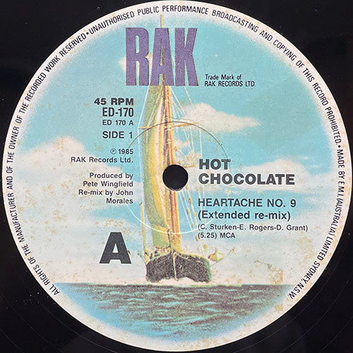 HOT CHOCOLATE // HEARTACHE NO. 9 (EXTENDED REMIX) (5:25) / (DUB VERSION) (5:01) / ONE LIFE