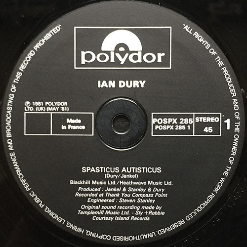 IAN DURY // SPASTICUS AUTISTICUS (VOCAL/VERSION)