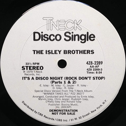 ISLEY BROTHERS // IT'S A DISCO NIGHT (ROCK DON'T STOP) (Parts 1&2) (8:54) / AIN'T GIVIN' UP NO LOVE (4:42)