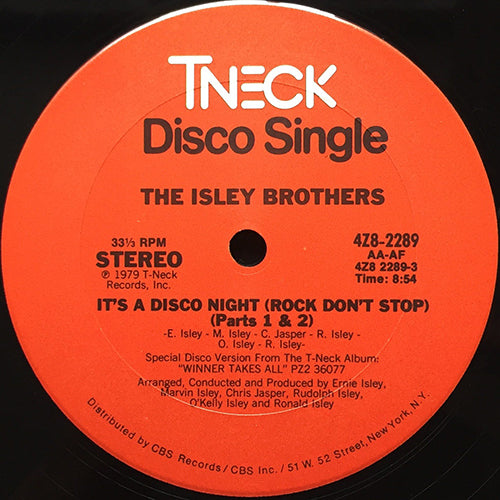 ISLEY BROTHERS // IT'S A DISCO NIGHT (ROCK DON'T STOP) (Parts 1&2) (8:54) / AIN'T GIVIN' UP NO LOVE (4:42)