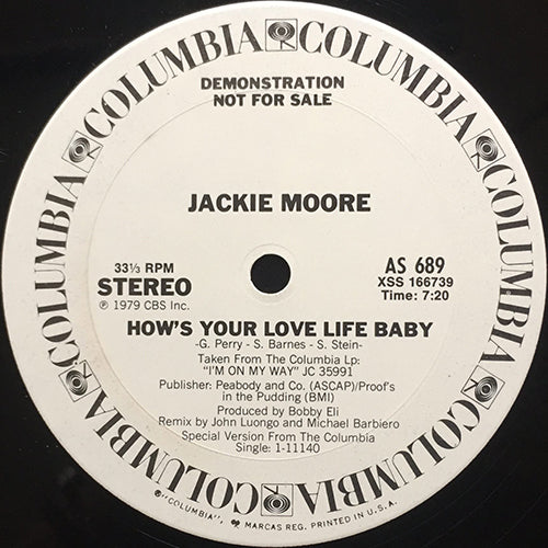 JACKIE MOORE // HOW'S YOUR LOVE LIFE BABY (7:20) / CAN YOU TELL ME WHY (6:17)
