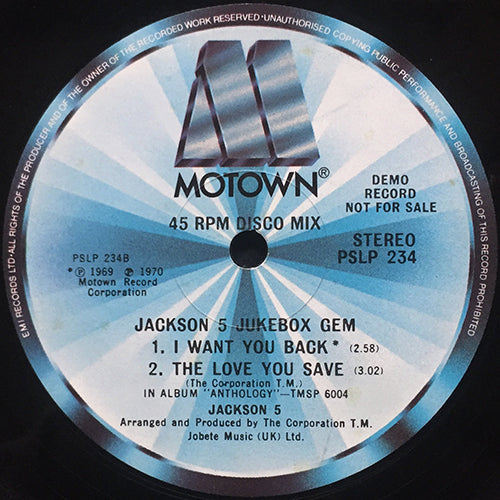 JACKSON 5 // JUKEBOX GEM (EP) inc. SKYWRITER (3:10) / I WANT YOU BACK (2:58) / THE LOVE YOU SAVE (3:02)