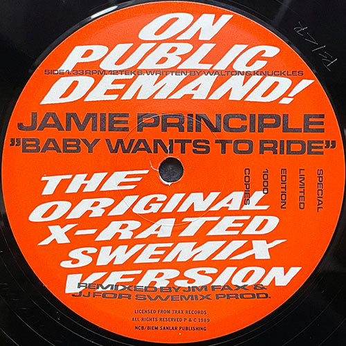JAMIE PRINCIPLE // BABY WANTS TO RIDE (X-RATED SWEMIX VERSION) / SCREAM (SCREAMIX)