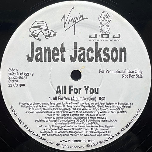 JANET JACKSON // ALL FOR YOU (LP VERSION) / (INSTRUMENTAL)