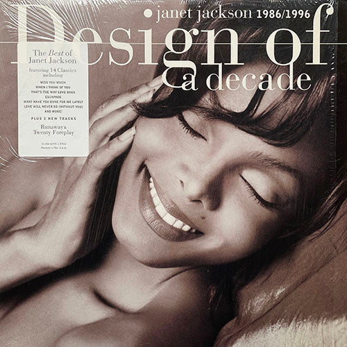 JANET JACKSON // DESIGN OF A DECADE 1986/1996 (LP) inc. RUNAWAY / WHAT HAVE YOU DONE FOR ME LATELY / NASTY / WHEN I THINK OF YOU / ESCAPADE / MISS YOU MUCH / LOVE WILL NEVER DO (WITHOUT YOU) / ALRIGHT / CONTROL / THE PLEASURE PRINCIPLE etc