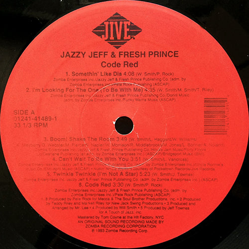 JAZZY JEFF & FRESH PRINCE // CODE RED (LP) inc. SOMETHIN' LIKE THIS / I'M LOOKING FOR THE ONE / BOOM! SHAKE THE ROOM / CAN'T WAIT TO BE WITH YOU / I WANNA RICK etc...