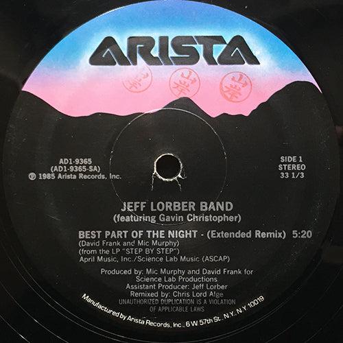 JEFF LORBER BAND // BEST PART OF THE NIGHT (EXTENDED REMIX) (5:20) / (COOL MIX) (5:21) / GROOVACIOUS (3:51)
