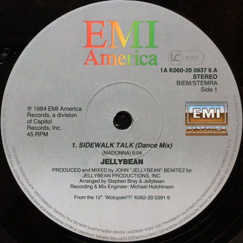 JELLYBEAN // SIDEWALK TALK (DANCE MIX) (6:04) / (FUNHOUSE MIX) (6:10) / (ACAPPELLA) (4:58)
