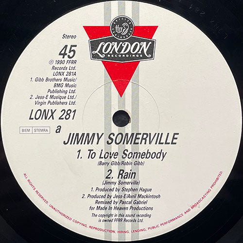 JIMMY SOMERVILLE / BRONSKI BEAT // TO LOVE SOMEBODY / RAIN / WHY